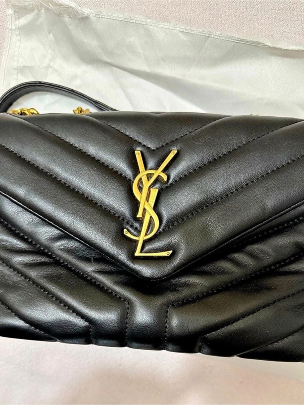 Saint Laurent Toy Loulou Puffer Bag in Quilted Lambskin Black